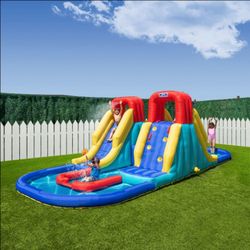 Sportspower racetrack water slide jumper fun times