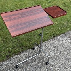 HMN Danish Modern Rosewood and Chrome Adjustable Reading Tray Table Stand 