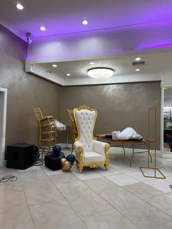 White and gold throne chair