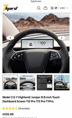 Tlyard touch dashboard screen for 2020-2025 tesla model Y