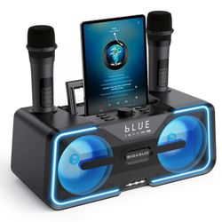 BIGASUO Portable Handheld 2 UHF Wireless PA System Karaoke Machine