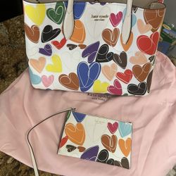 Kate spade Rainbow Hearts Tote With Pouch