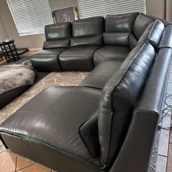 Free Delivery Top Grain Leather Recliner Sectional Couch 