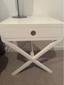 Williams Sonoma White X-Base Nightstand with Drawer- Pair