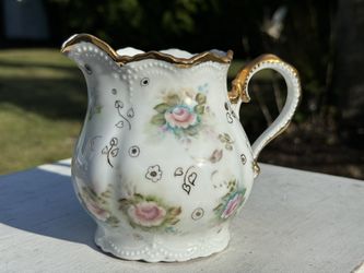 Vintage Hand Painted Floral Milk Pitcher Germany 