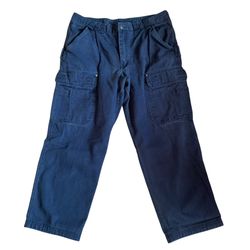 Duluth Trading Co Firehose Navy Canvas Cargo Pants Men’s Size 42x32 100% Cotton