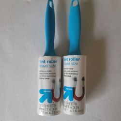 2 Travel Size Lint Rollers Super Sticky Stick Adhesive Roller 30 Sheets Per Roller