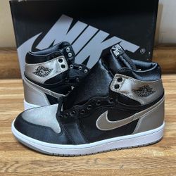 Nike Jordan 1 Satin Black And Silver Men’s 10