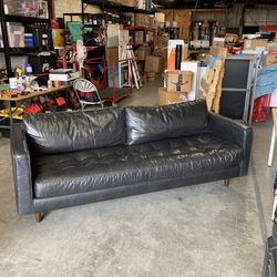 Woodworth wooden online industries leather couch