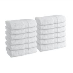 Towel Set Admiral Hospitality Hand Towels, 16x27, White Blended Cotton 24 count