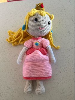 Handmade Crochet Princess Peach Inspired Amigurumi Doll – 20” Plush Toy