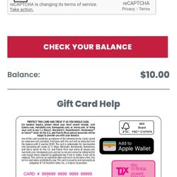 Home Goods/ TJ Max/ Marshalls Gift Card
