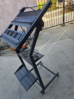 Rolling On Wheels Mobile Mixer Stand Server DJ Mount Cart With Trays And Power Outlets