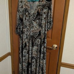 Brown Paisley Pattern Dress By Glamour, Size 18W