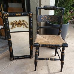 Hitchcock of Connecticut antique STENCIL Chair and Mirror Set VERY good condition read description for details & measurements 