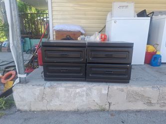 Pair of Black 2-Drawer Nightstands