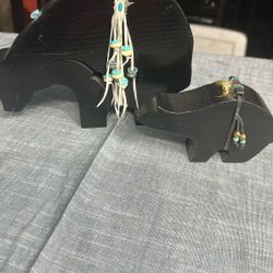 Hand Craved Bears Torquoise Decor