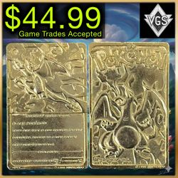 Pokemon Charizard Gold Metal Collectible Card 1999 Nintendo Fan Art Display