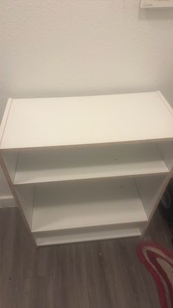 White Wood Bookshelf with Two Shelves