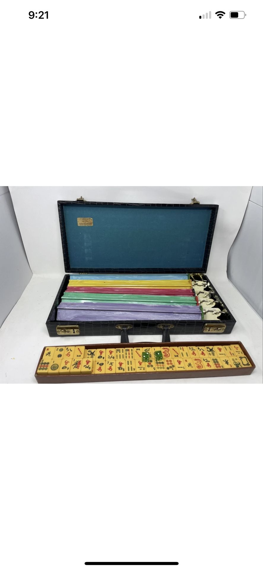 Cardinal Vintage Mah Jongg Set 93 Butterscotch Bakelite Catalin tiles 5 Racks