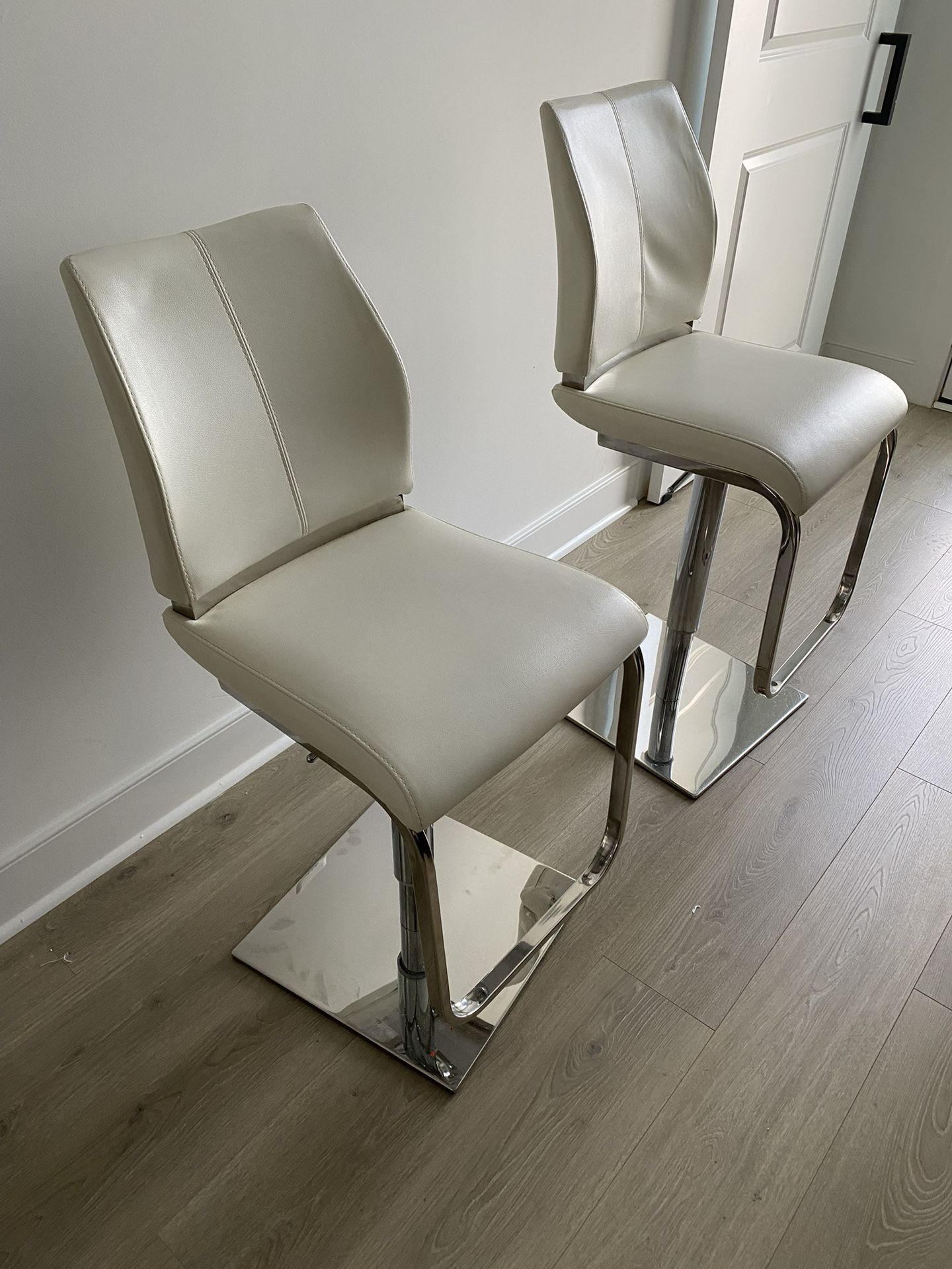 White Leather Counter Chairs