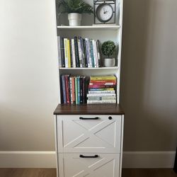 2 Drawer Farmhouse File Cabinet for Home Office with Adjustable Storage Shelf 