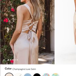 Show Me Your Mumu: Mina Midi Champagne Luxe Satin Bridesmaids Dress Size Small