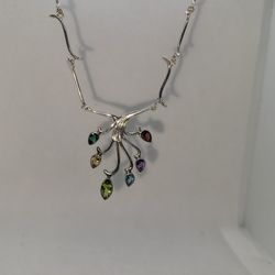 Vera Wolf Choker 925 With Blue Tanzanite, Citrine ,peridot,blue Topaz,amethyst  And Red Garnet