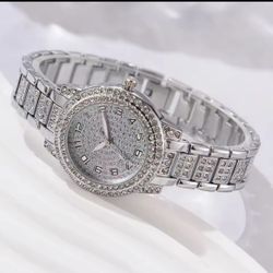 6PCS Women Watch Luxury Elegant Alloy Watch Crystal Wristwatch For Ladies Gift Quartz Watch Alloy Rhinestone Bracelet Montre