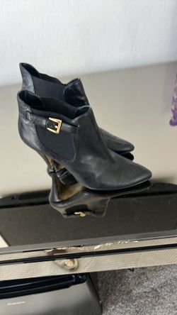 9 West Black Leather Ankle Boots