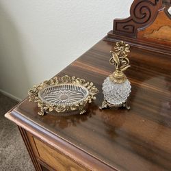 Antique Perfume Bottle & Jewelry Dish