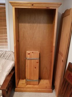 Cedar and hardwood bookshelves