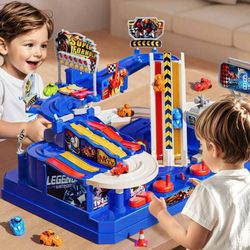 NewBandMo Double Car Adventure Toys Gifts For 3 4 5 6 Year Old Boys, Large Race Car Tracks Toy For Boys Kids, Ideals Ideals 3 4 5 6 Year Old Boy Birth
