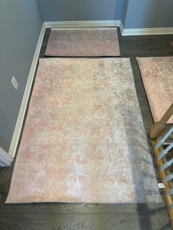 6ft x 4ft and 2ft x 4ft Pink Distressed Area Rug Set