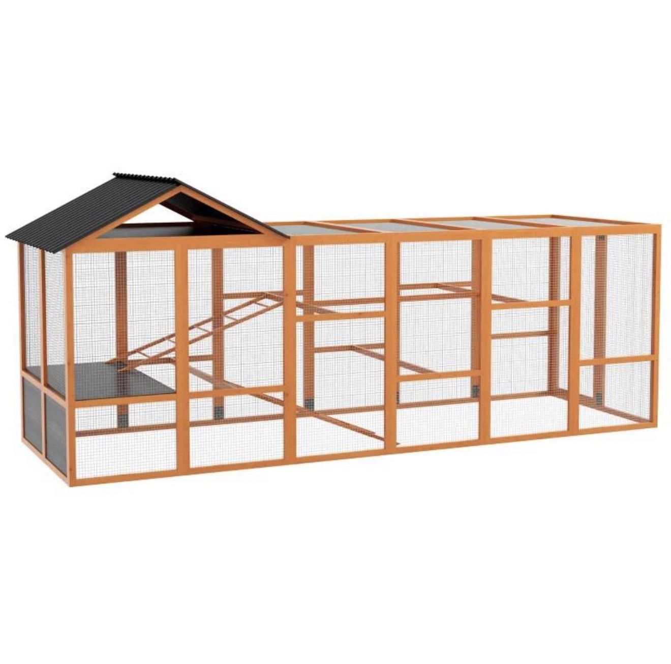 PawHut Wooden Chicken Coop Run