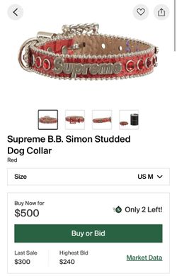 Supreme B.B.Simon Studded Dog Collar&Leash Red