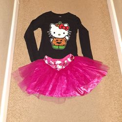 Girls hello Kitty Halloween costume with Tutu