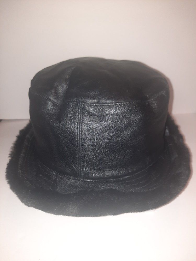 RARE Scala Collezione Handcrafted 100% LEATHER One Size Fits Most Women's Bucket Hat