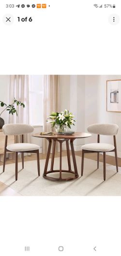 🆕 BRAND NEW Modern Upholstered Dining Chairs – Set of 2 (Beige + Wood Legs)
