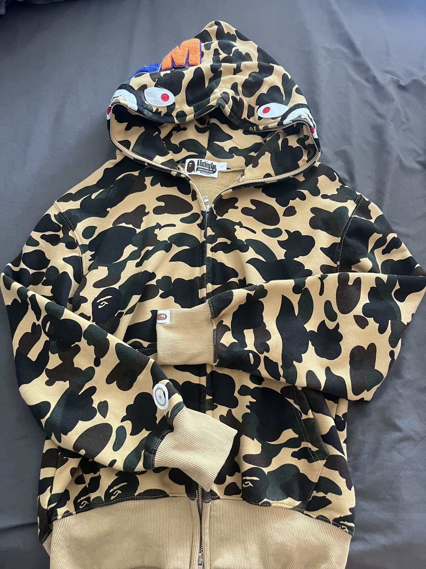 BAPE 1st Camo Shark WGM Hoodie Jacket Yellow