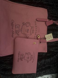 Coach Coffee Shop Canvas Tote Bag and matching pouch