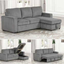Grey / Beige / Brown Sectional Pull Out Of Sofa Sleeper 