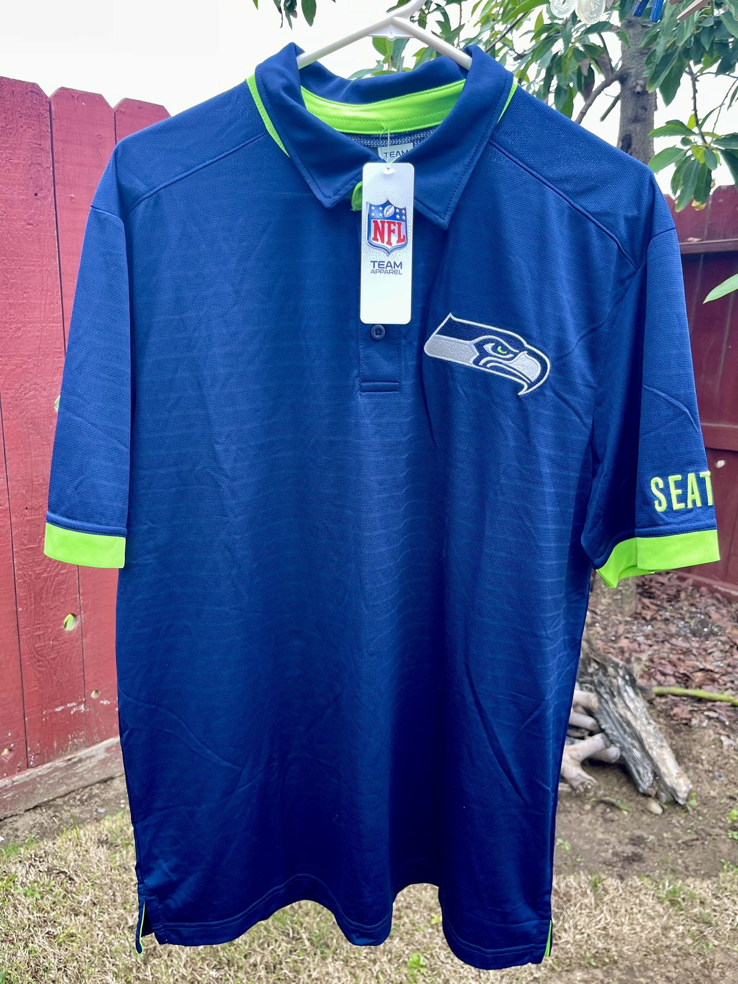 Seattle Seahawks Polo Shirt Men's XL Blue NFL Team Apparel Short Sleeve New