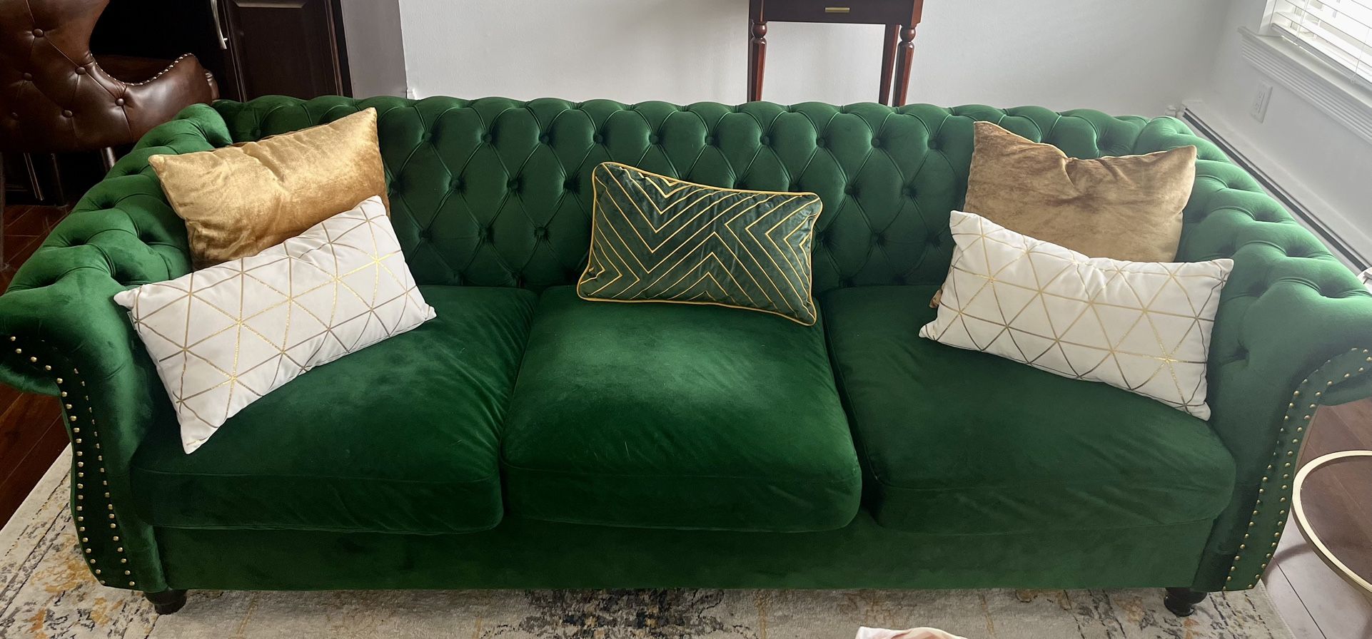 Emerald  Green Velvet Couch