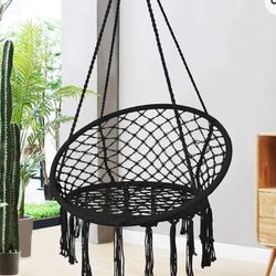 Black Swinging Hammock Chair Macrame