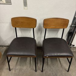 Pair of Dark Brown Kitchen Dining Chairs