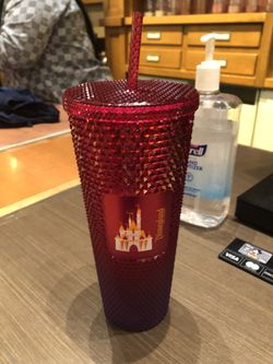 Disneyland Starbucks Studded Tumbler Red NEW Sleeping Beauty Castle