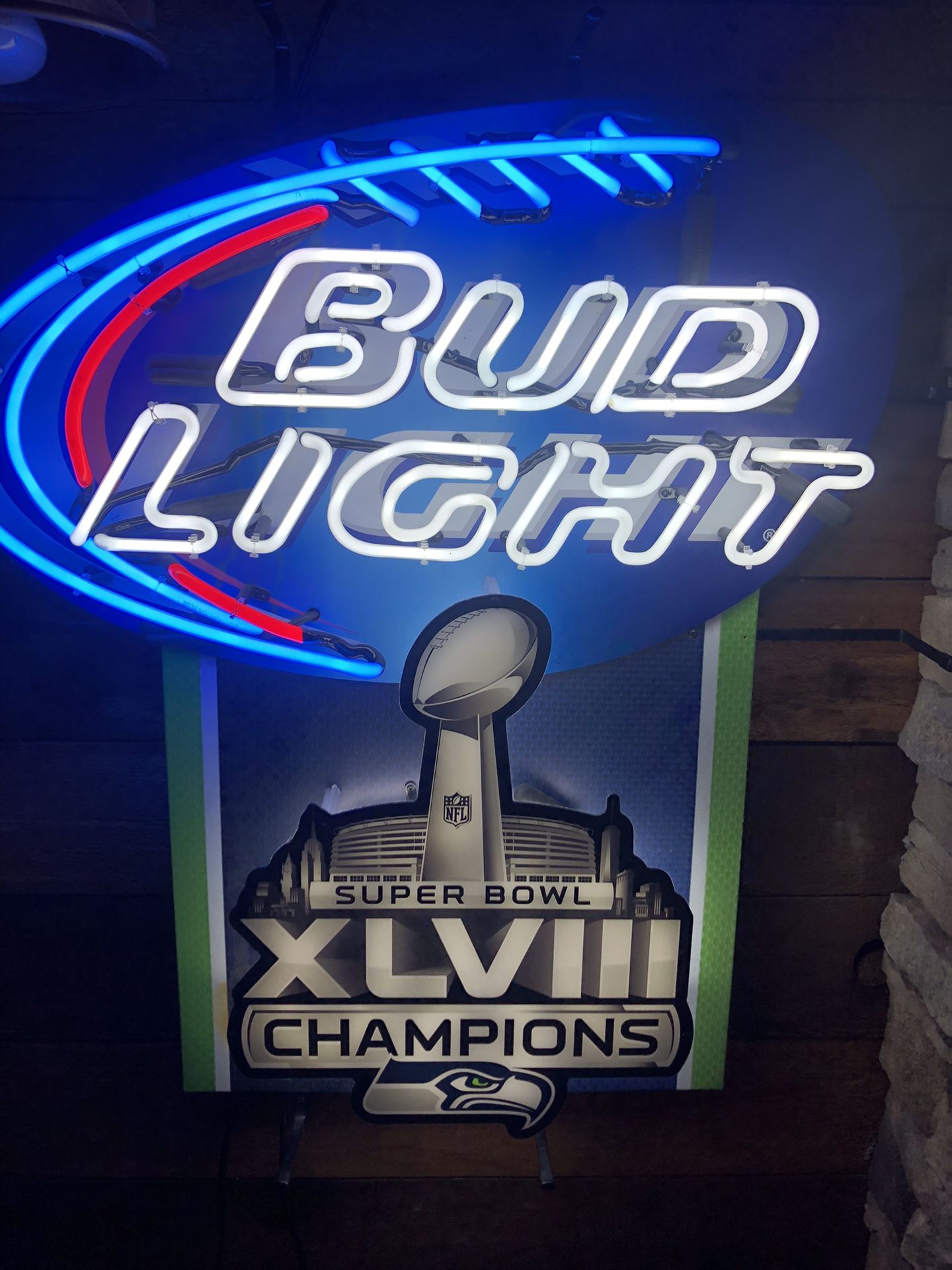 Seattle Seahawks Bud Light Super Bowl Neon Beer Sign