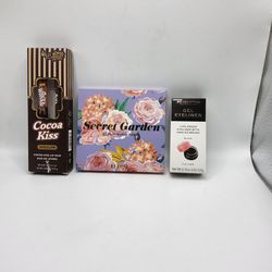 Secret Garden Palette/ Cocoa Kiss Lip Duo & Revolution Gel Eyeliner Bundle