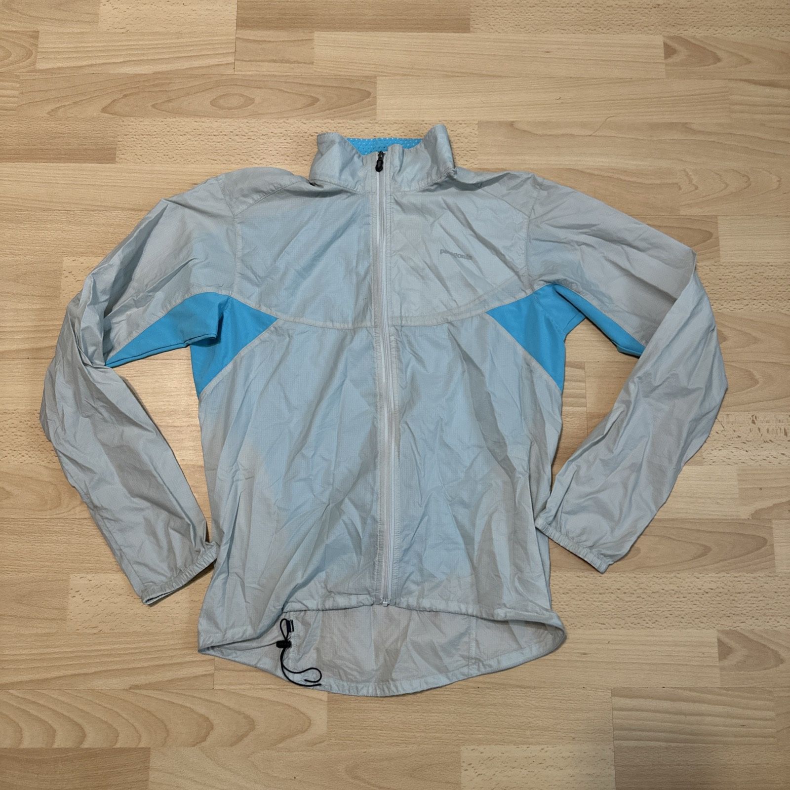 Patagonia Nine Trails Featherweight Orange Gray Zip Up Running Jacket men XS